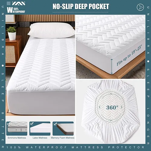 Queen Size Protector De Colchón Impermeable Acolchado, Almoh 2 Plazas