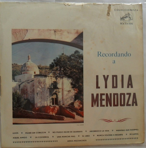 Disco Recordando A Lydia Mendoza-lejos-el Lirio-rca Lp