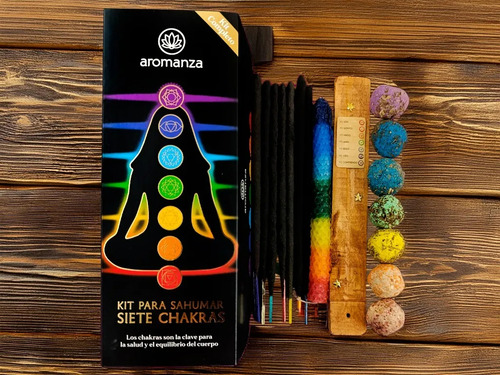 Kit 7 Chakras Sahumerio, Bombitas, Velón + Pulsera 7 Chakras Kit 7 Chakras