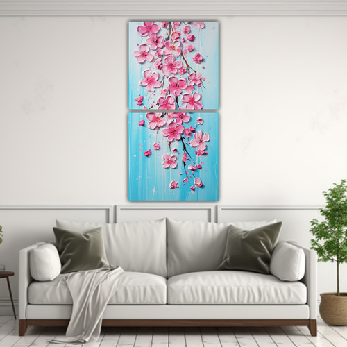 140x70cm Pintura Acrílica Innovadora En Blanco Flores