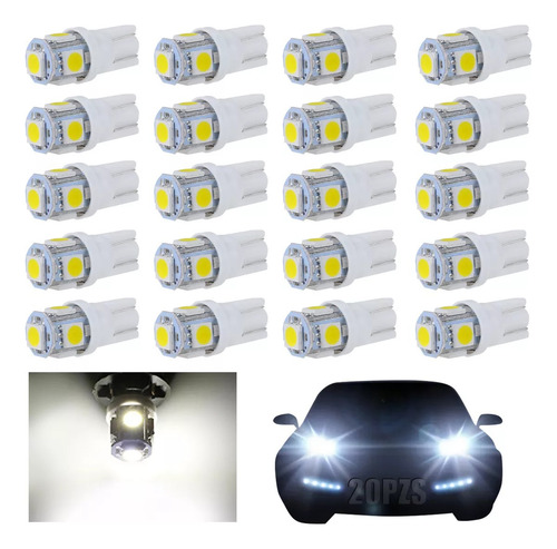 20pzs Foco Led Pellizco T10 Automotriz Lote Led 5050 Blanco