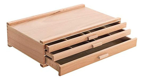 Caja Con 3 Cajones Para Suministros De Arte De Madera Deluxe