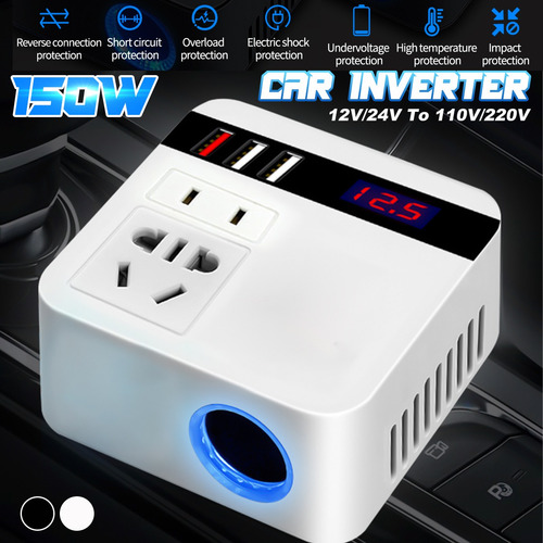 Imagen 4 de 9 de Inversor De Potencia Convertidores De 12v/24v A 110v/220v