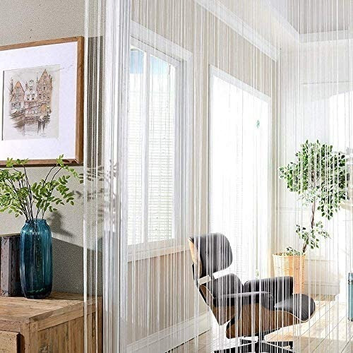 Cortina De Corda Franja Decorativa Segue Com Varão Regulável