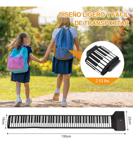 Portátil 88 Teclas Piano Enrollable Plegable Flexible