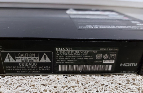 Blu Ray 3d Sony S-490 Youtube Netflix* Conexão Via Cabo :)