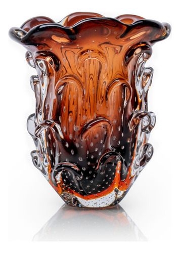 Vaso Em Cristal Murano Marrom - São Marcos