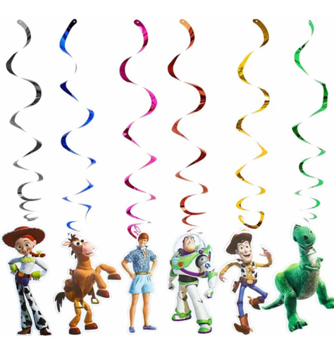 Pack 6 Adornos Colgantes Espirales De Toy Story Cumpleaños
