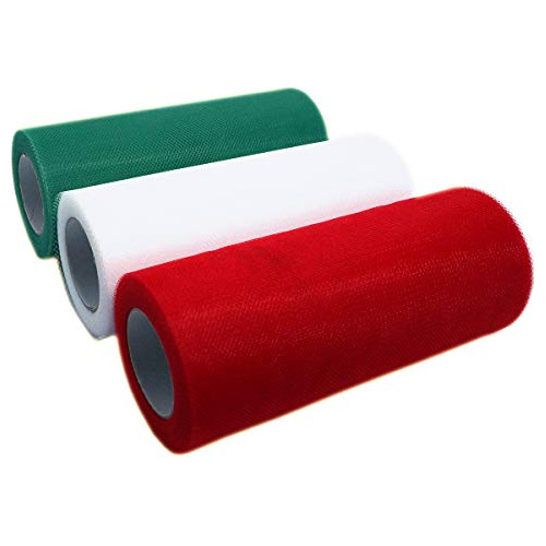 Rollos De Tul De Navidad De 3 Colores (6 Pulgadas Por 2...