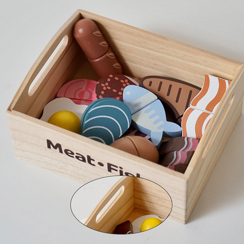 Juego De Alimentos De Madera Para Niños, Juego De Comida De