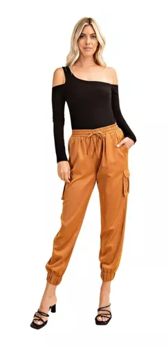 Pantalón Jogger De Vestir Naranja-ladrillo Para Mujer