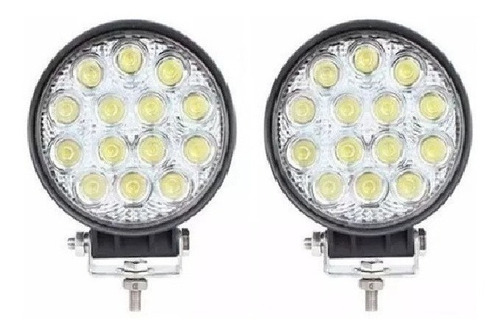 Faros 14 Led Reflector 42w Negro 12v/24v Reforzados Aluminio