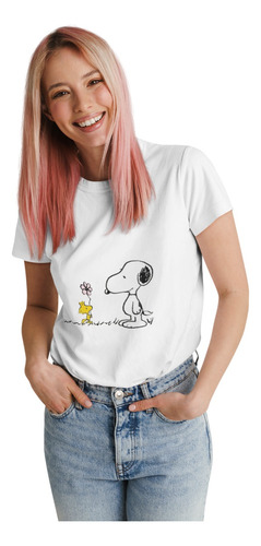 Polera Snoopy Charlie Brown Flor Algodon Estampado