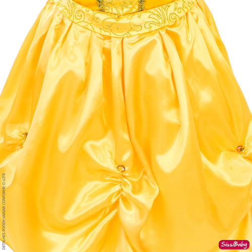 Fantasia Infantil Bela A Fera Princesa Dourada Luxo Com