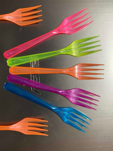 Tenedores Colores Neón Desechable Biodegradable Jüma 500 Pza