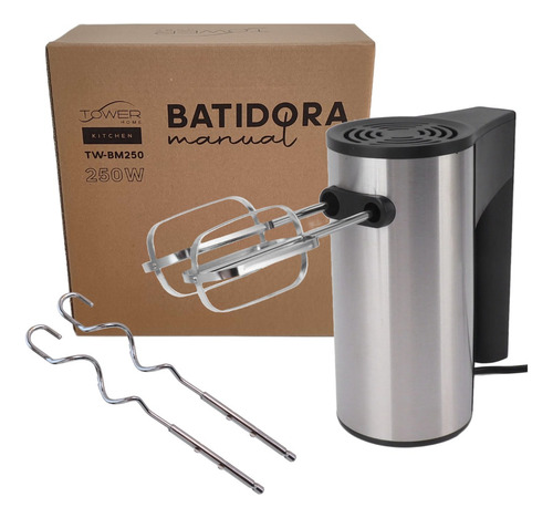 Batidora De Mano Tower Mezcla Amasa 250 Wts Kitchen Turbo Color Gris Frecuencia 50 60hz