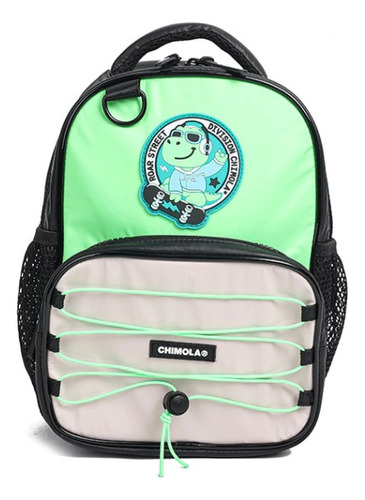 Chimola Mochila Espalda Colorblock Boy 12 Pulgadas Fs53 Color Dino Green Diseño De La Tela Liso