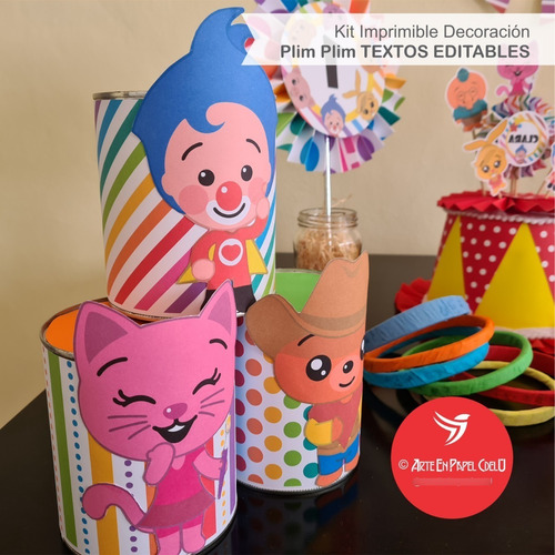 Imagen 7 de 10 de Kit Imprimible Decoración Candy Bar Payaso Plim Plim Editabl