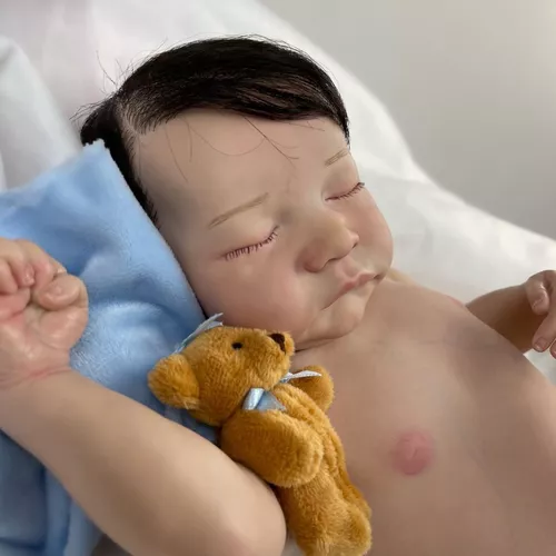 Bebe Reborn Menino Dormindo Silicone Feito A Mão Real