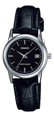 Reloj Casio LTP-V002l 1au para mujer, piel plateada y negra