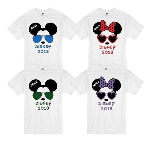 6 Playeras Blancas  Viaje Familia Disney, Mickey Y Minnie 