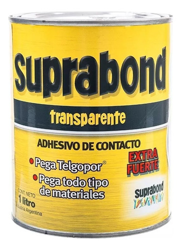 Adhesivo Suprabond Transparente Extra Fuerte En Lata 1 Litro