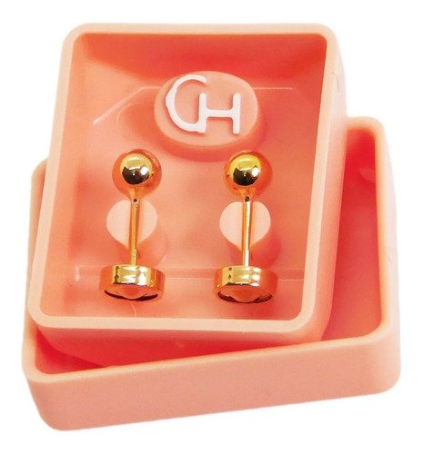 Aros Abridores Bebe Ch Perno Oro 18kts Bolitas 3,5mm Cod 303