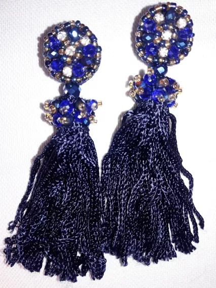 Aretes Pendientes Bordados Tassel Con Aplicaciones