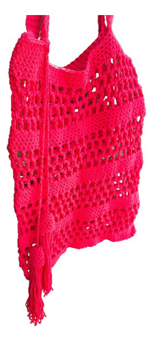 Bolsa De Red Hilo Crochet Roja / Artesanal Tlc54d