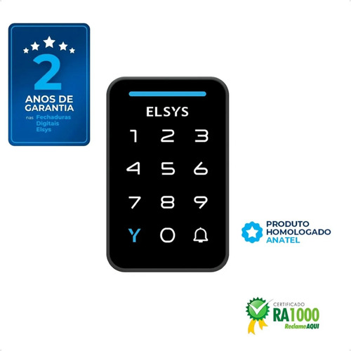 Fechadura Digital Sobrepor Elsys Dance Senha Campainha Vertical Direita/Esquerda