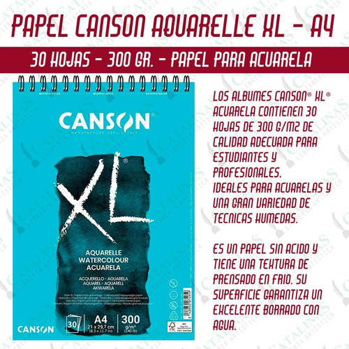 Block Canson Xl Aquarelle A4 300 Grs 30 Hojas Microcentro