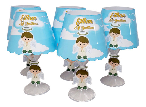 5 Centros De Mesa Luminoso Bautismo Angelito Celeste