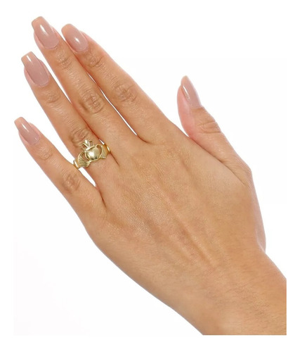 Anel Claddagh Ouro Amarelo 18 Kl Maciço