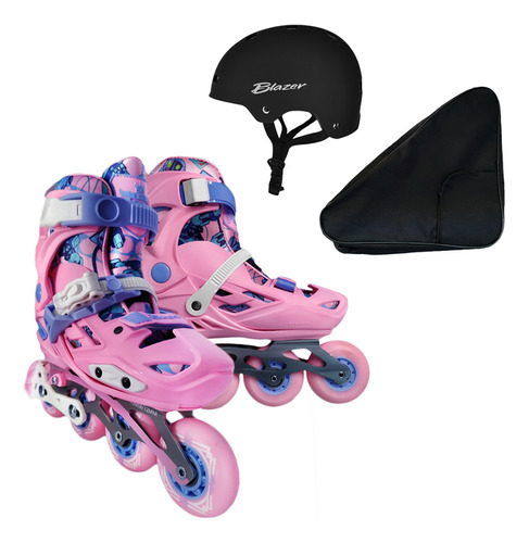 Patines Vp Freeskate Ajustable Bota Dura +casco +mochila