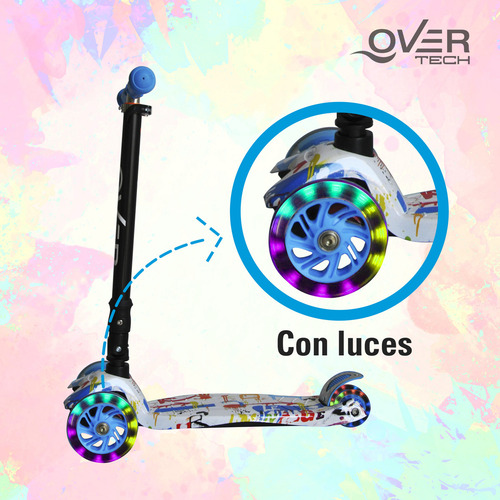 Imagen 4 de 6 de Monopatin Overtech Maxi-891 Plegable Niños 4 Ruedas Led Reforzado 80kg