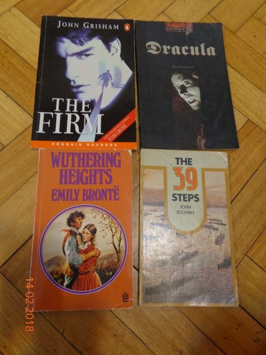 Lote 4 Libros The Firm, Wuthering  39 Steps, Dracula, H&-.