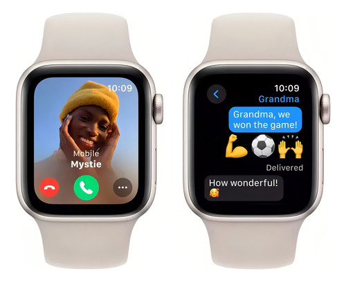 Apple Watch Se Gps (2da Gen) Caja De Aluminio Color Blanco Estelar De 44 Mm Correa Deportiva Color Blanco Estelar - M/l