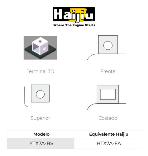 Imagen 4 de 9 de Batería Moto Haijiu Htx7a-fa Agm Gel Libre Mantenimiento.