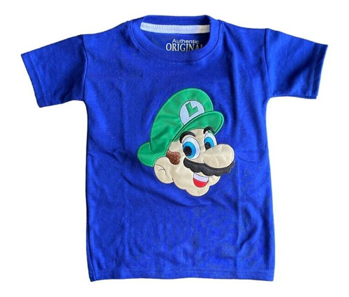 Playera Infantil Manga Corta Bordada - Luigi Bros