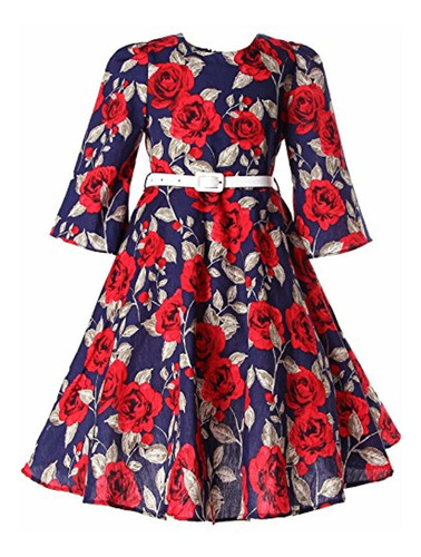 Vestido Vintage Floral Para Niñas.