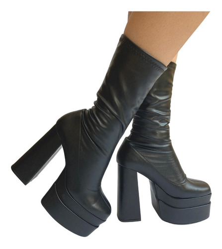 Imagen 3 de 10 de Bota Dama Stretch Felipe Rentería Moda Doble Plataforma
