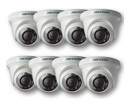 Pack De 8 Cámaras Tipo Domo Plásticas 1mp 2.8mm Hikvision