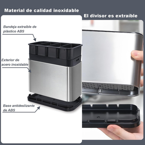 Escurridor De Cubiertos De Acero Inoxidable Porta Cubiertos