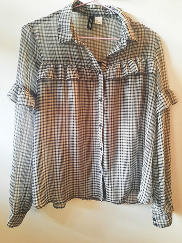 Camisa A Cuadros Con Volados H&m - Talle S