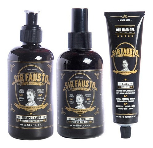 Imagen 3 de 8 de Sir Fausto Kit Anti Caspa Pelo Shampoo + Tonico + Gel