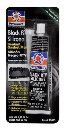 Sellador Silicon Negro Blister Rtv High Temp 80ml