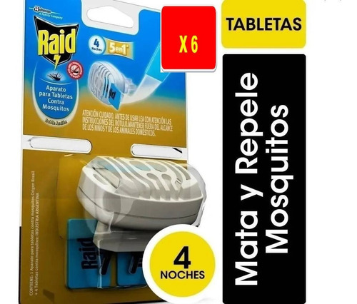 Raid Aparato Para Tabletas Contra Mosquitos Sin Cable X 6 Un