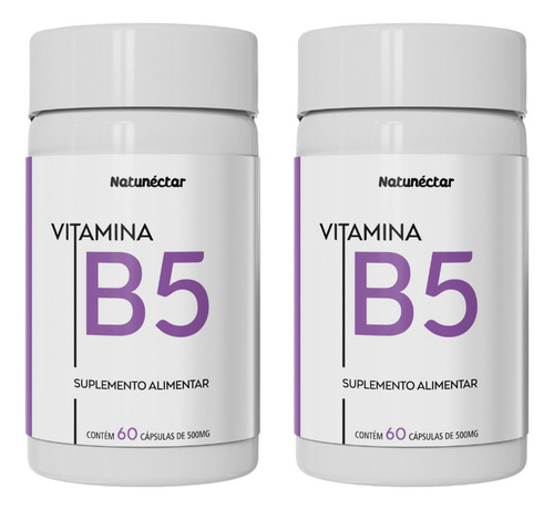 Kit 2x Vitamina B5 Ácido Pantotênico Natunéctar 120 Cápsulas