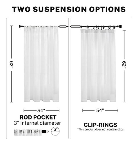 Cortinas Blancas De Tul Mrtrees De 63 Pulgadas De Largo Para