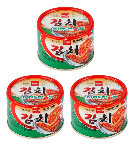 03 Conserva De Acelga Apimentado Em Lata Kimchi Wang 160g